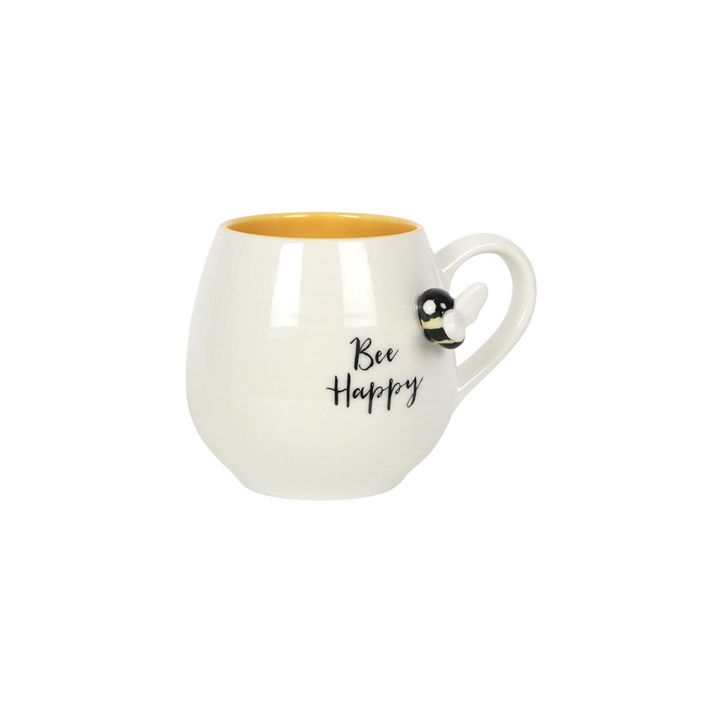 3D Bee Happy Rounded Mug