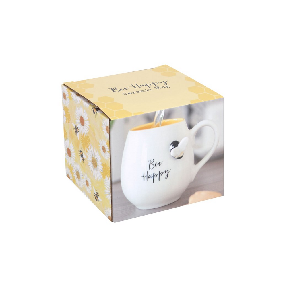 3D Bee Happy Rounded Mug