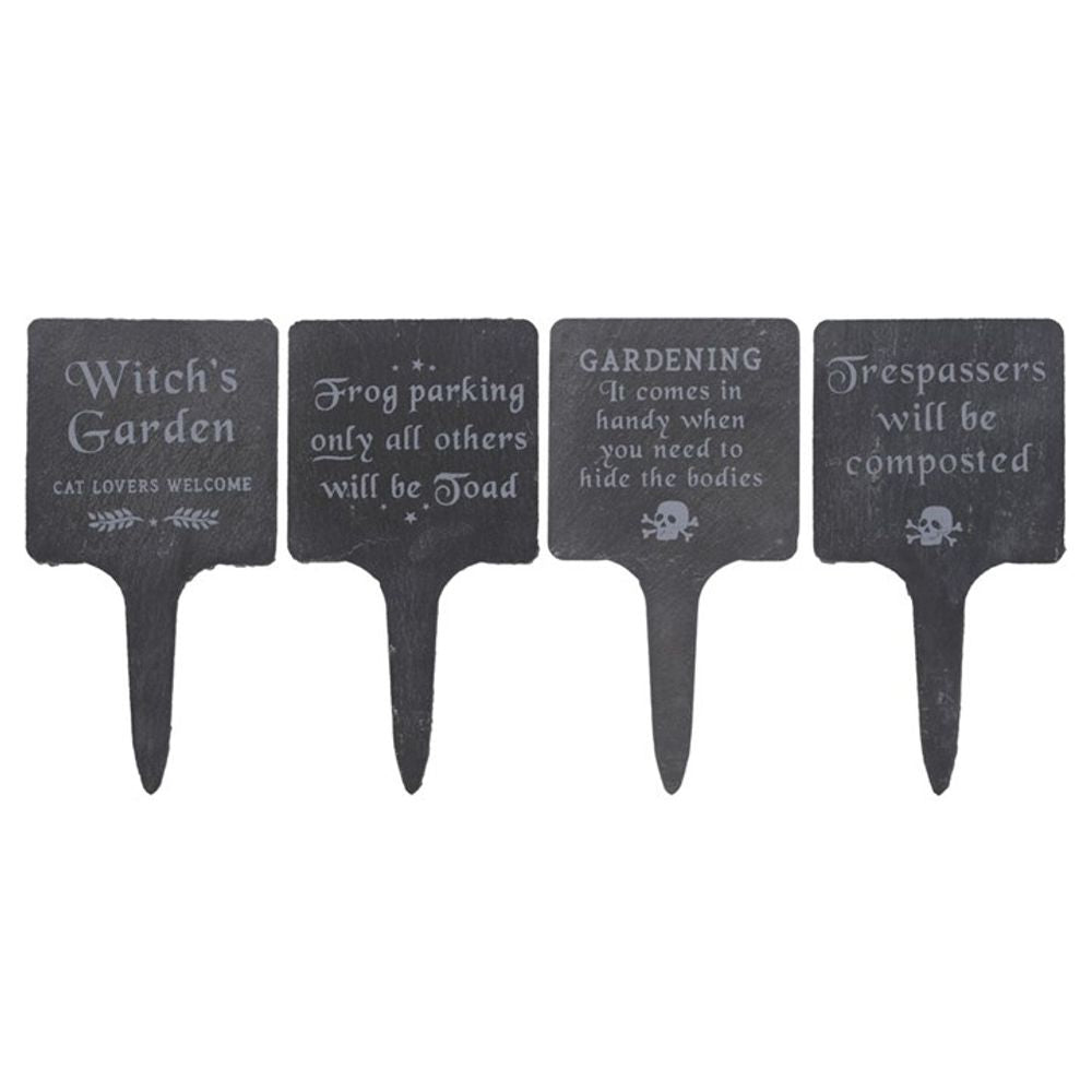 Set of 4 Slate Gothic Garden Signs