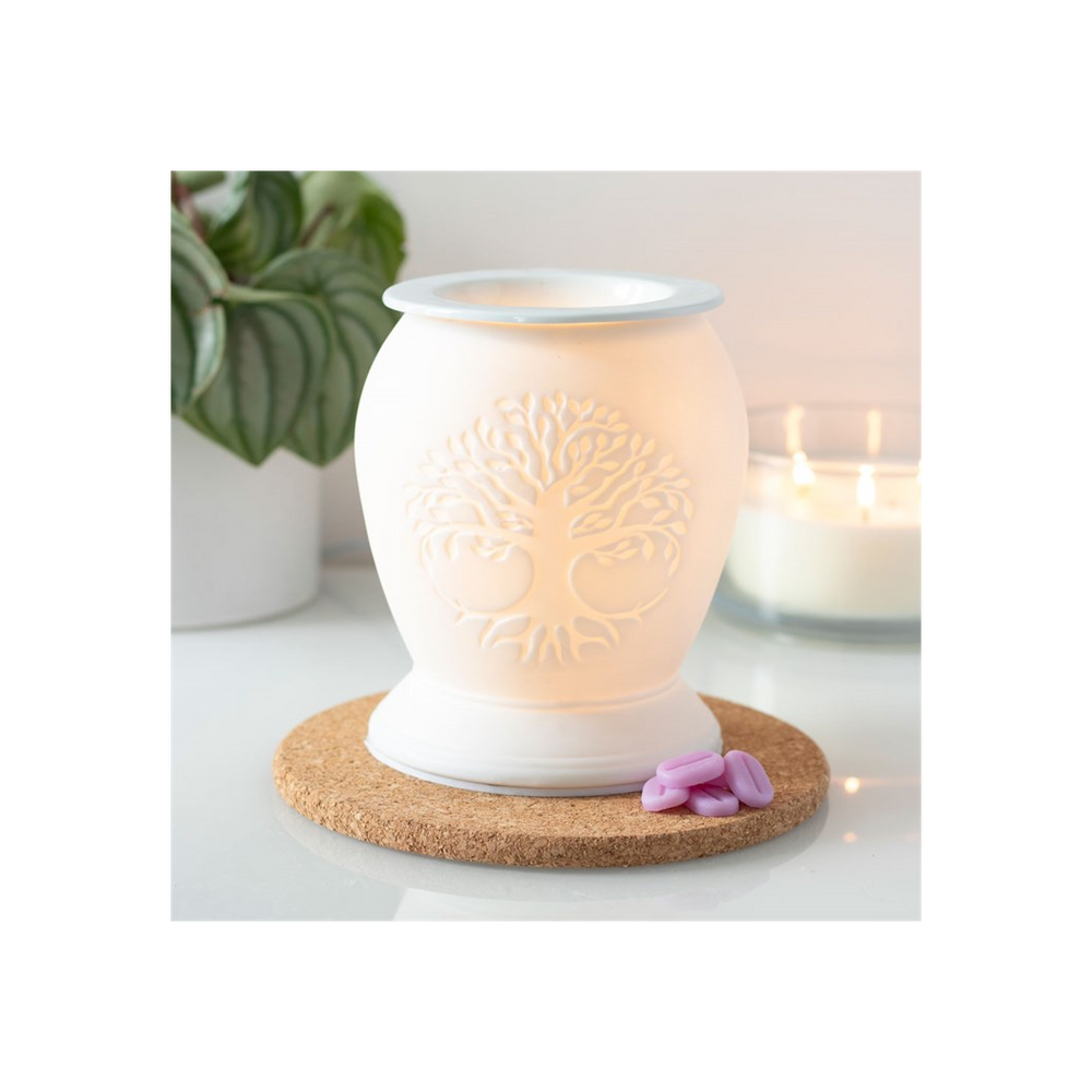 Tree of Life White Ceramic Electric Oil Burner