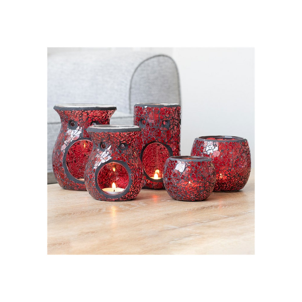 Small Red Crackle Glass Oil Burner