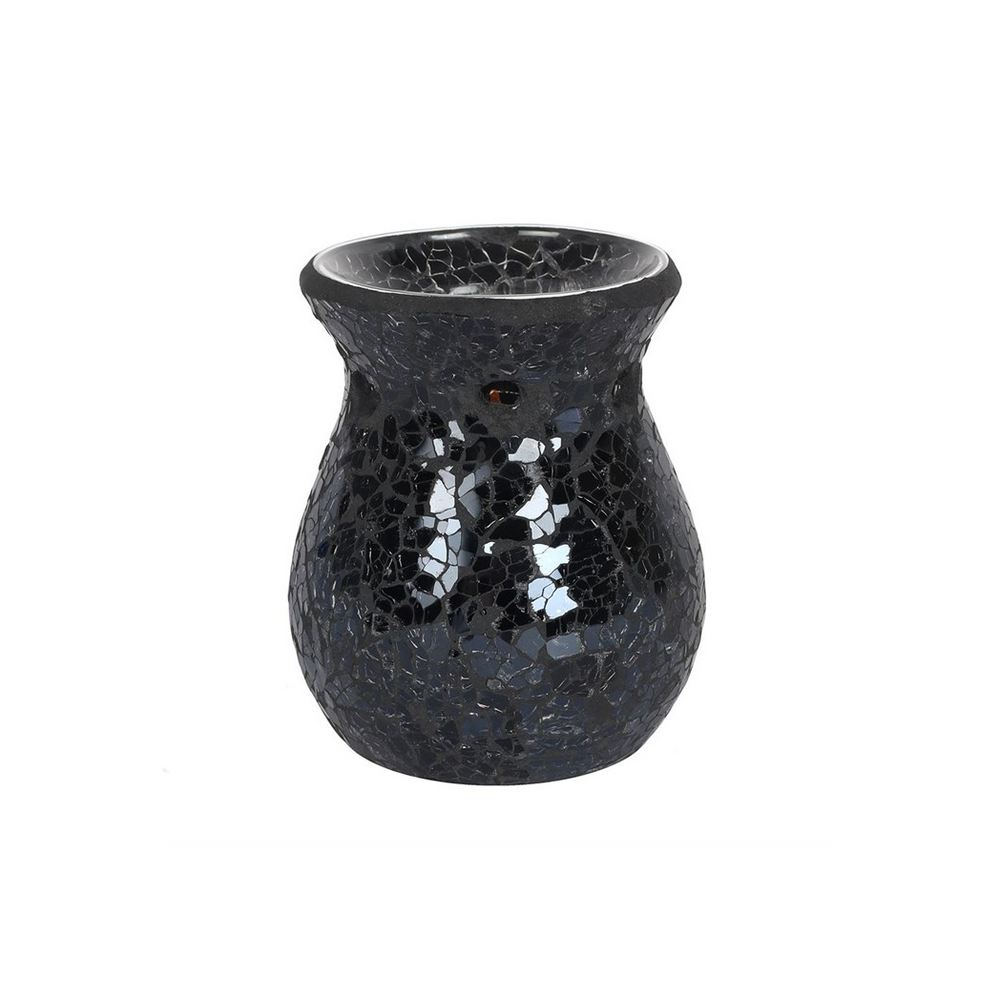 Small Black Crackle Glass Oil Burner