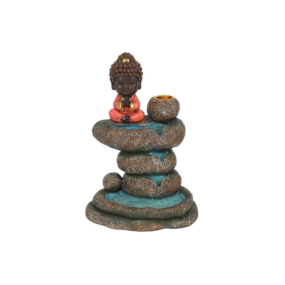 Red Buddha and Rock Pond Backflow Incense Burner