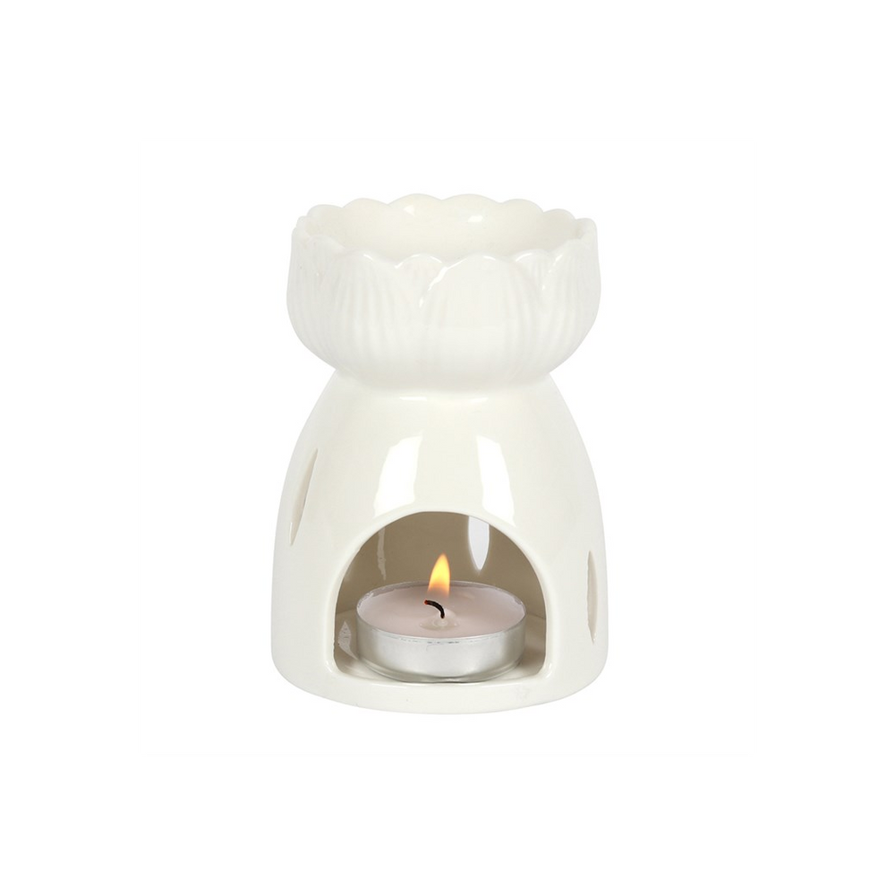 White Gloss Lotus Flower Oil Burner