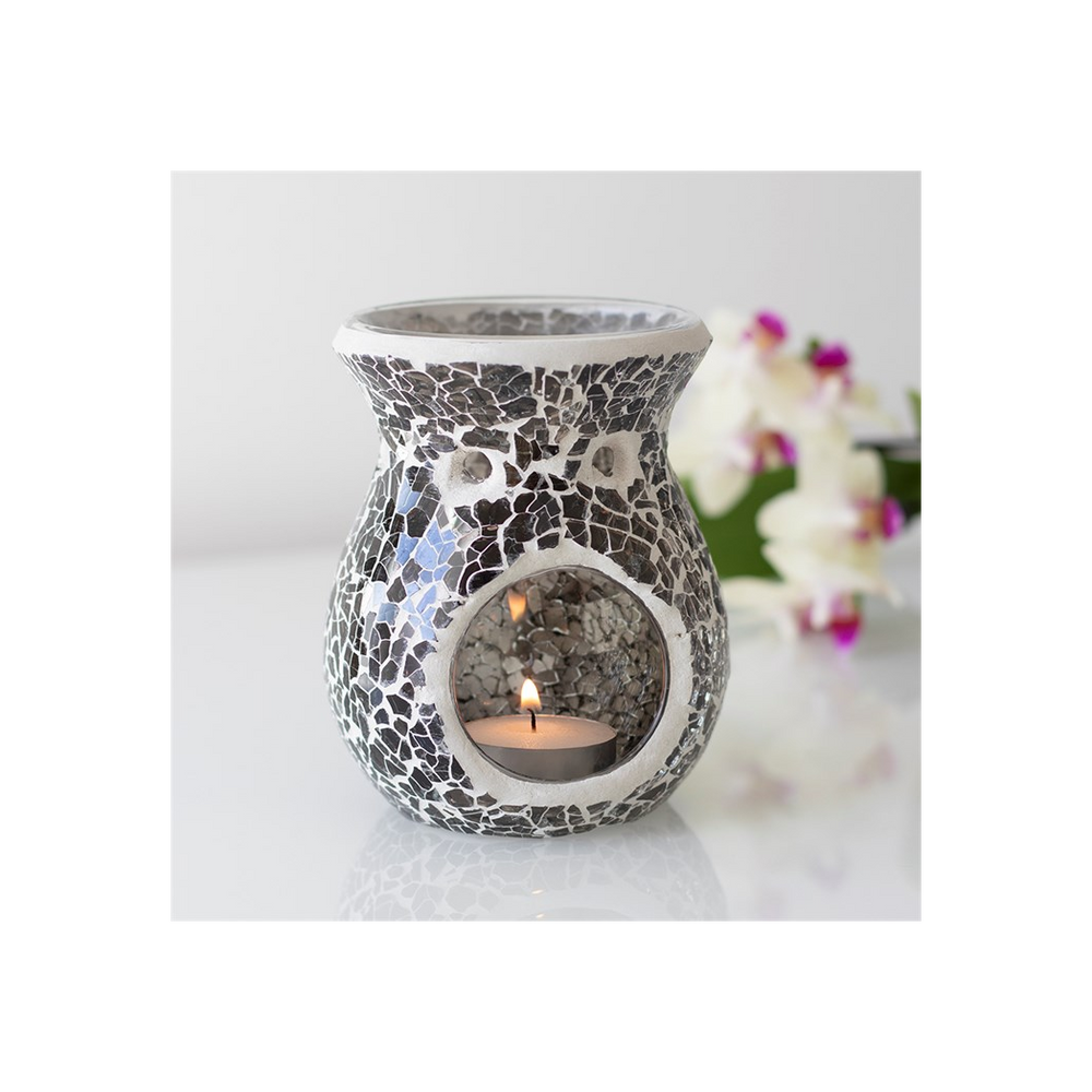 Small Gunmetal Grey Crackle Oil Burner