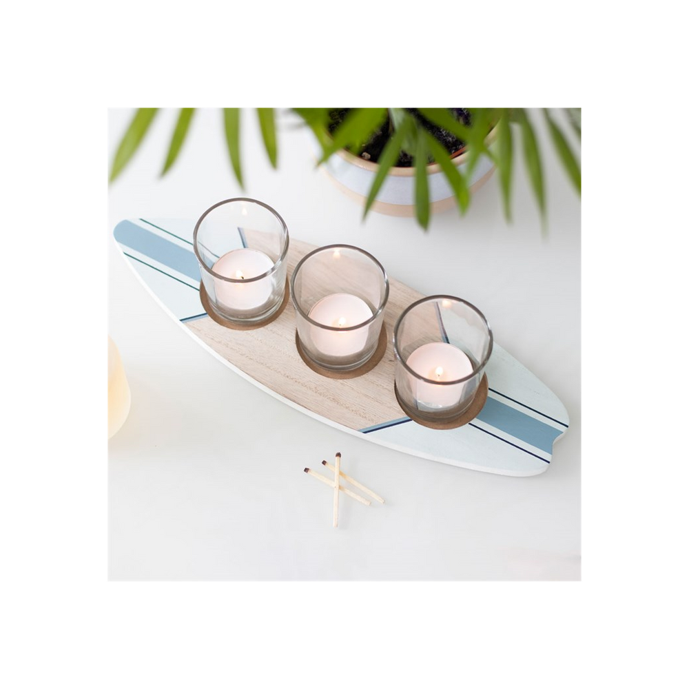 Surfboard Triple Tealight Holder