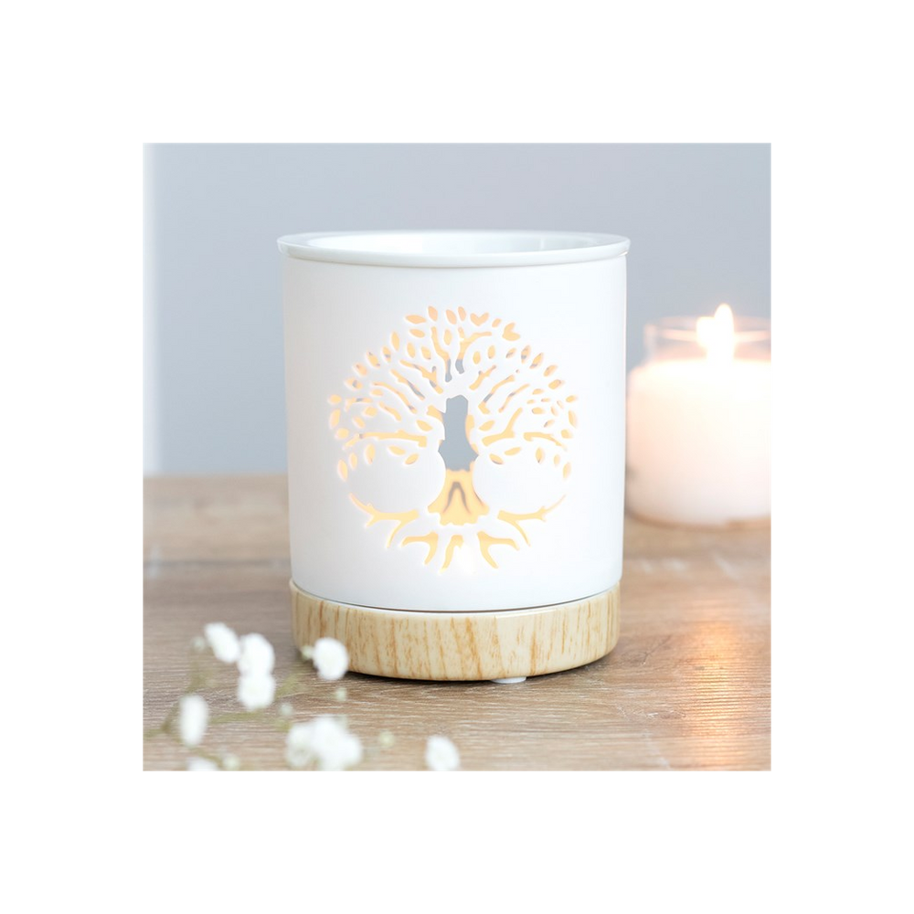 White Tree of Life Cut Out Oil Burner