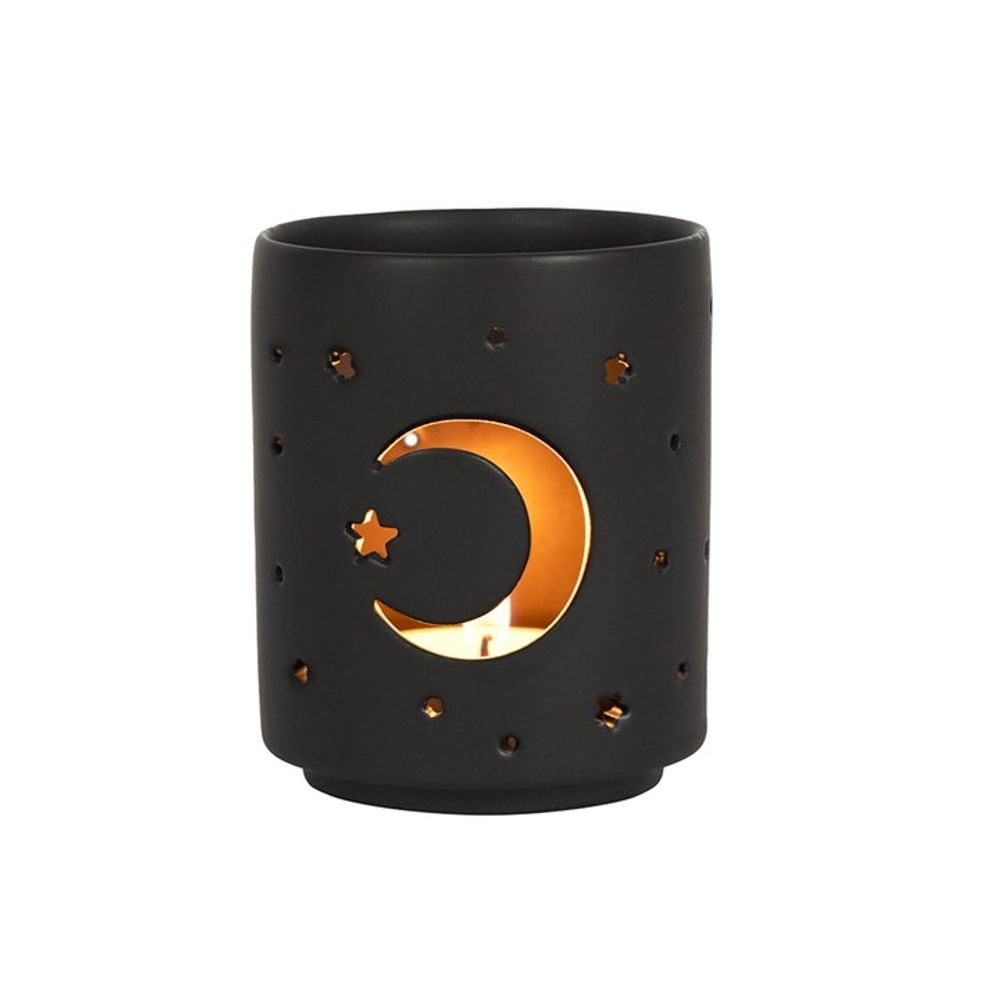 Small Black Mystical Moon Cut Out Tealight Holder