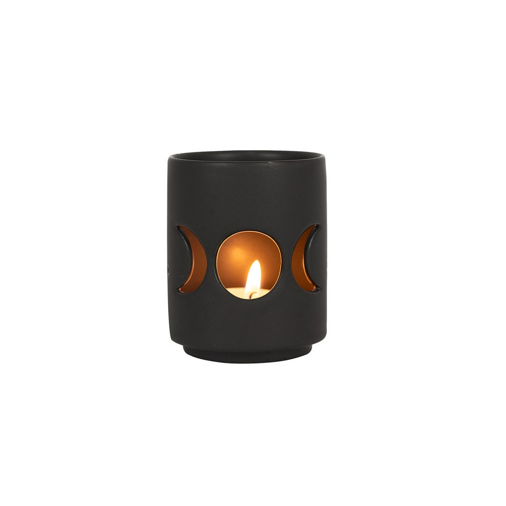 Small Black Triple Moon Cut Out Tealight Holder