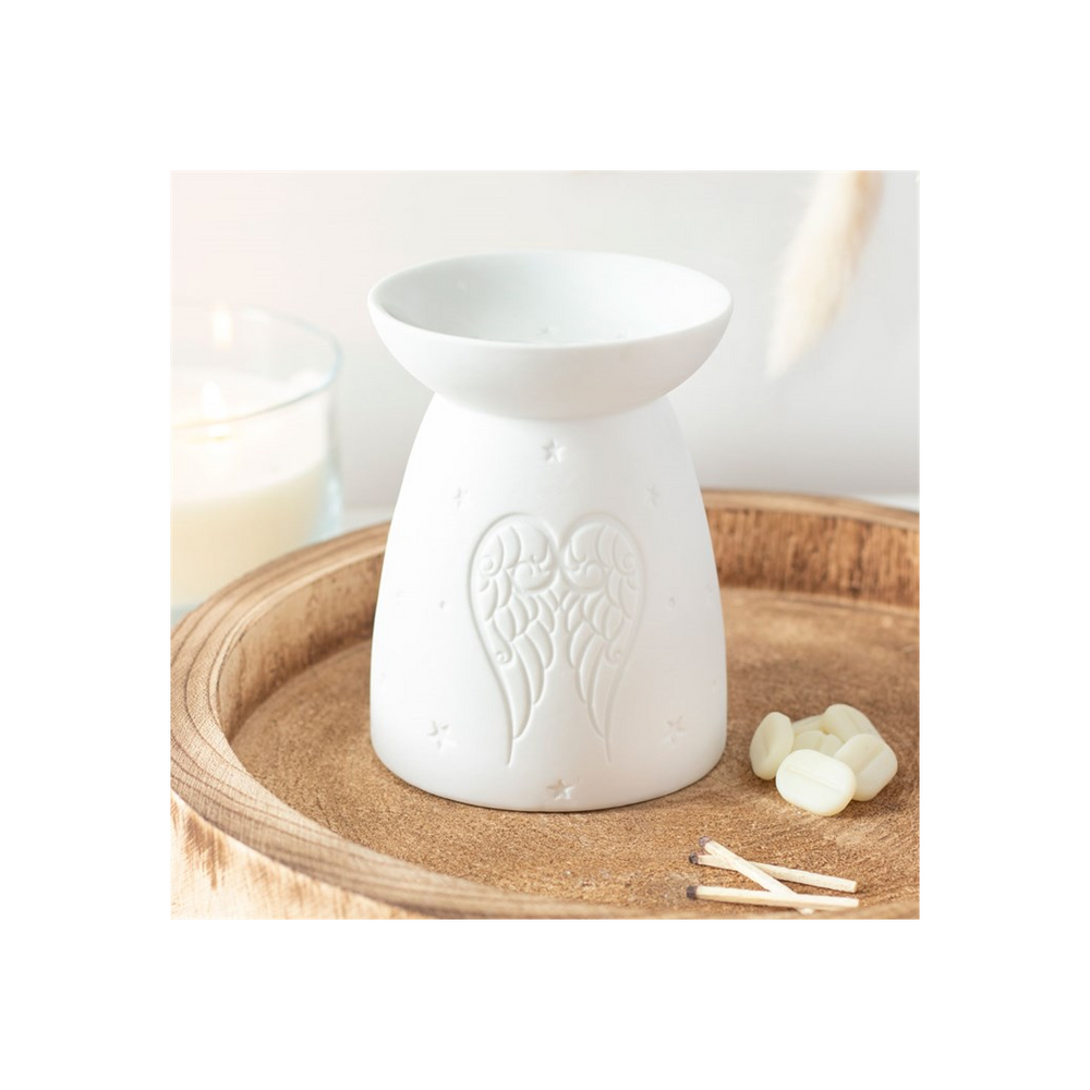 White Ceramic Angel Wings Oil Burner