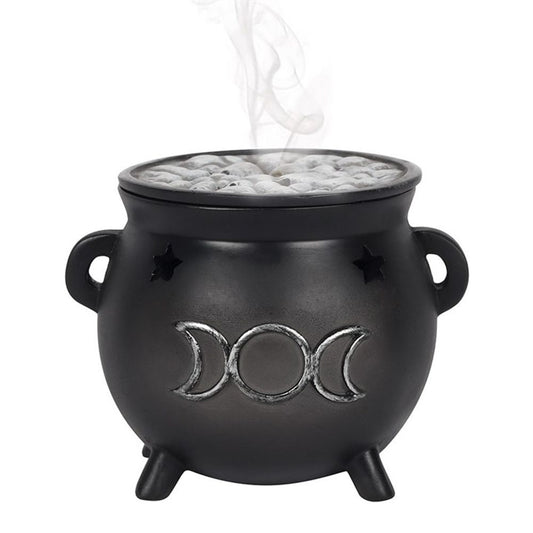 Triple Moon Cauldron Incense Cone Holder