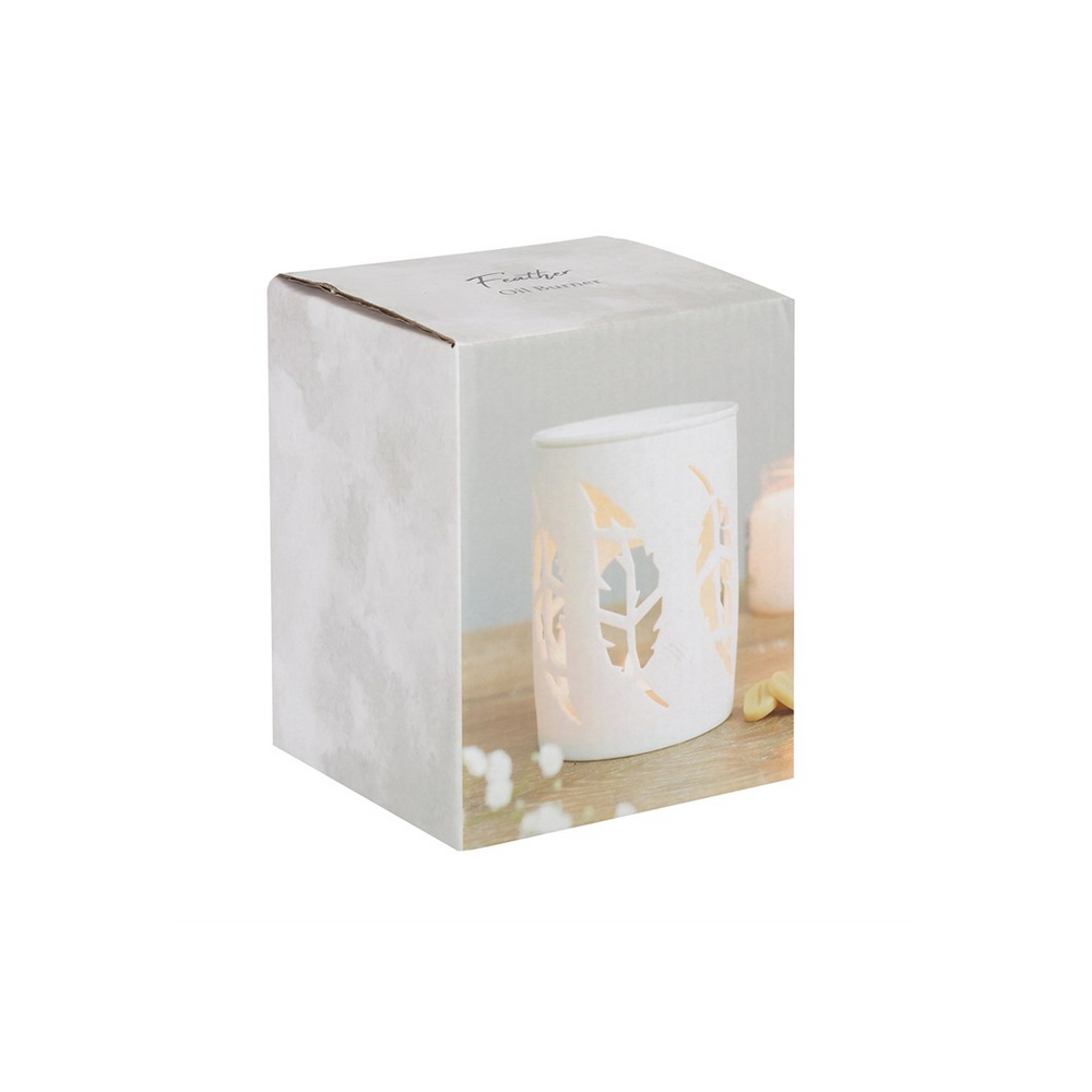 White Feather Cut Out Oil Burner