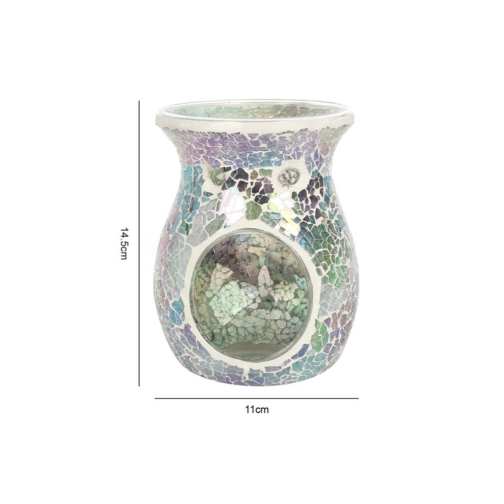 Large Light Blue Iridescent Crackle Oil Burner